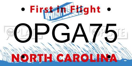 OPGA75 North Carolina License Plate