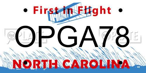 OPGA78 North Carolina License Plate