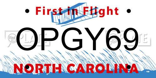 OPGY69 North Carolina License Plate