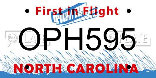 OPH595 North Carolina License Plate