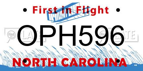 OPH596 North Carolina License Plate