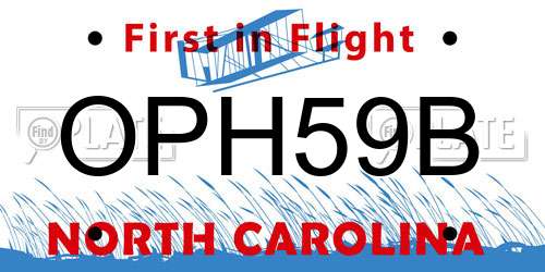 OPH59B North Carolina License Plate
