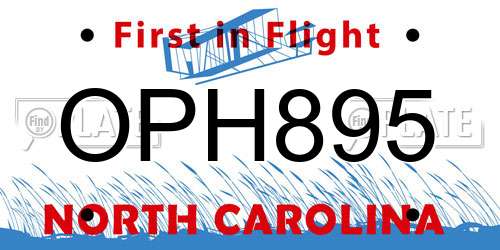 OPH895 North Carolina License Plate