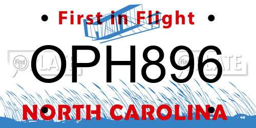 OPH896 North Carolina License Plate