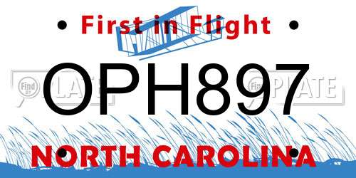 OPH897 North Carolina License Plate