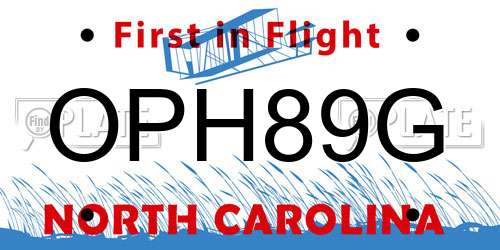 OPH89G North Carolina License Plate