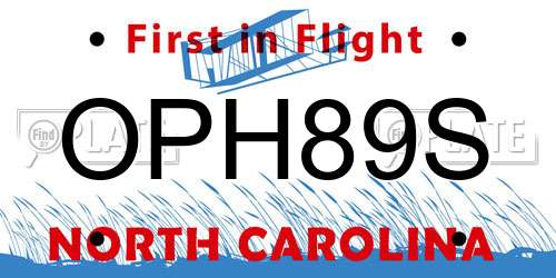 OPH89S North Carolina License Plate