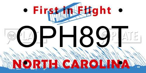 OPH89T North Carolina License Plate