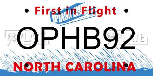 OPHB92 North Carolina License Plate