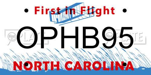 OPHB95 North Carolina License Plate