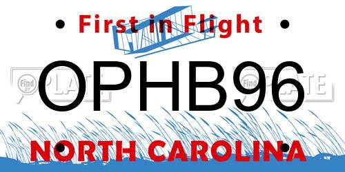 OPHB96 North Carolina License Plate