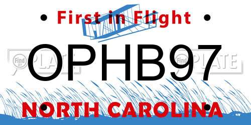 OPHB97 North Carolina License Plate