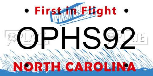 OPHS92 North Carolina License Plate