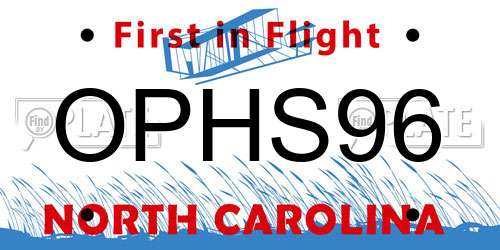 OPHS96 North Carolina License Plate