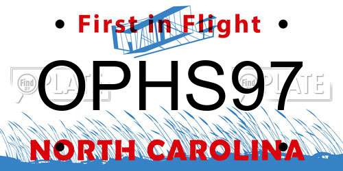 OPHS97 North Carolina License Plate