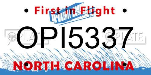 OPI5337 North Carolina License Plate