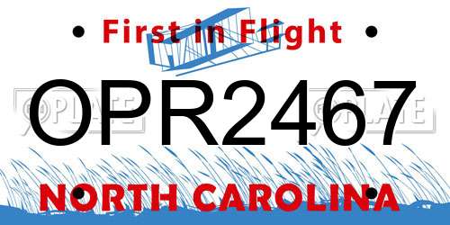 OPR2467 North Carolina License Plate