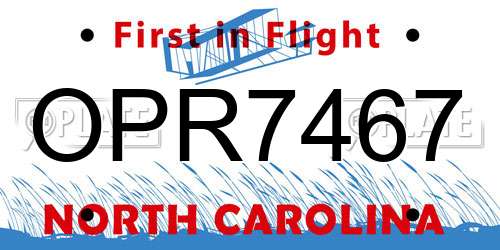 OPR7467 North Carolina License Plate