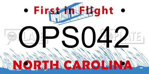 OPS042 North Carolina License Plate
