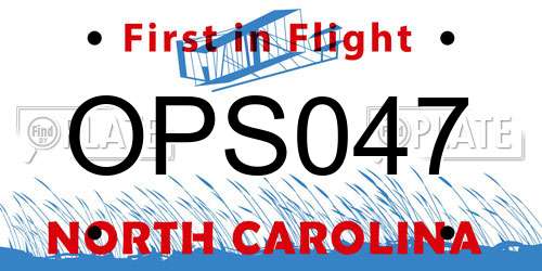 OPS047 North Carolina License Plate