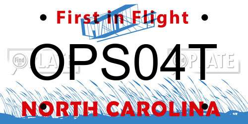 OPS04T North Carolina License Plate