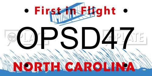 OPSD47 North Carolina License Plate