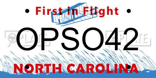 OPSO42 North Carolina License Plate