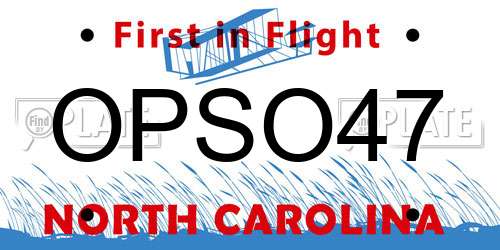 OPSO47 North Carolina License Plate