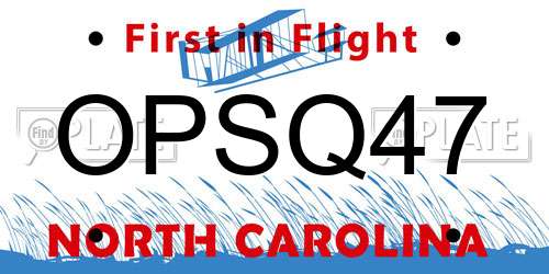 OPSQ47 North Carolina License Plate