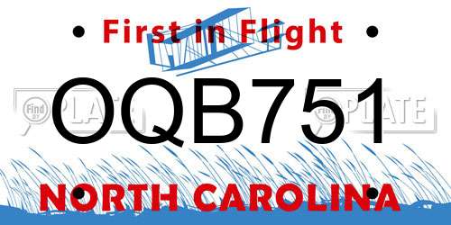 OQB751 North Carolina License Plate