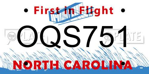 OQS751 North Carolina License Plate