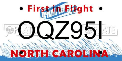 OQZ95I North Carolina License Plate