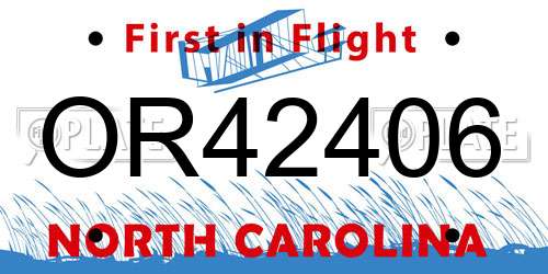 OR42406 North Carolina License Plate