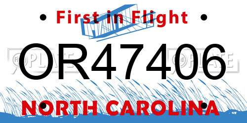 OR47406 North Carolina License Plate