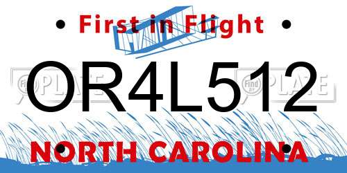 OR4L512 North Carolina License Plate