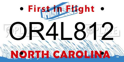 OR4L812 North Carolina License Plate