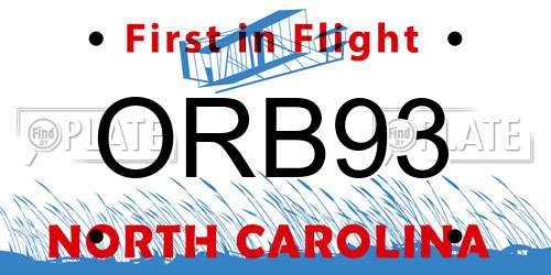 ORB93 North Carolina License Plate
