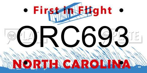 ORC693 North Carolina License Plate