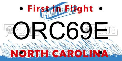ORC69E North Carolina License Plate