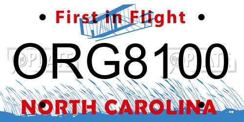 ORG8100 North Carolina License Plate