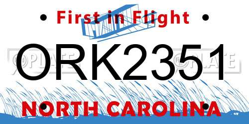 ORK2351 North Carolina License Plate