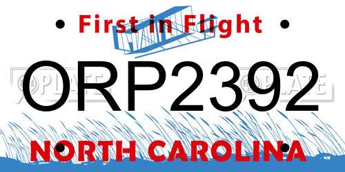 ORP2392 North Carolina License Plate