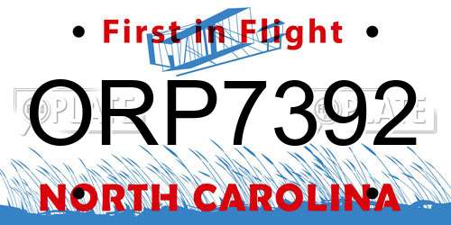 ORP7392 North Carolina License Plate