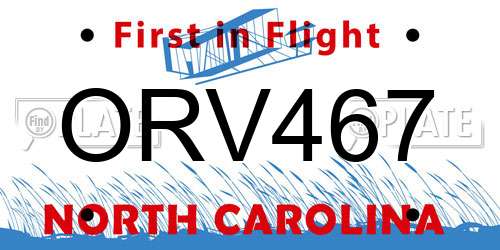 ORV467 North Carolina License Plate