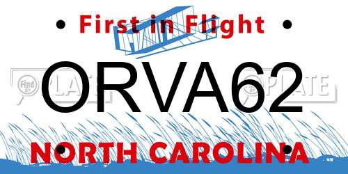 ORVA62 North Carolina License Plate