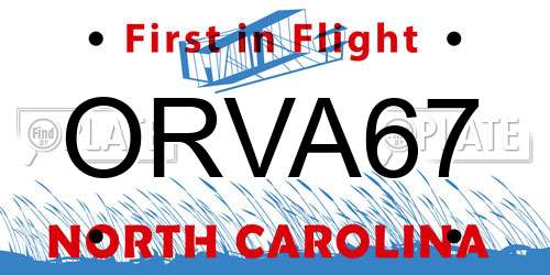 ORVA67 North Carolina License Plate