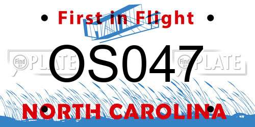 OS047 North Carolina License Plate