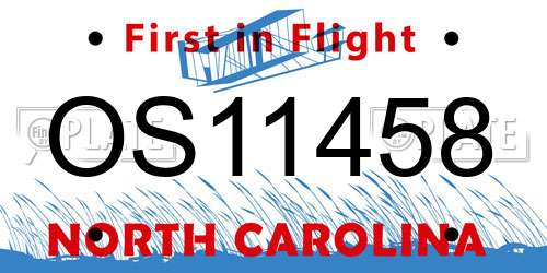OS11458 North Carolina License Plate