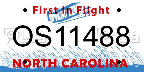 OS11488 North Carolina License Plate