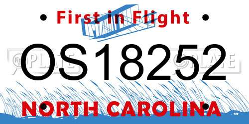 OS18252 North Carolina License Plate